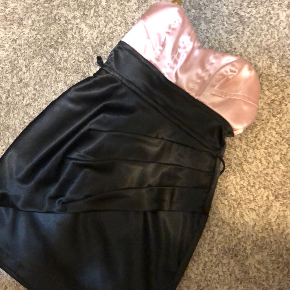 Pink & black dress.